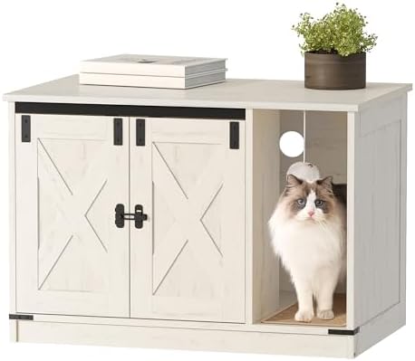 Hzuaneri Cat Litter Box Enclosure, Hidden Litter Box Cabinet Furniture by Hzuaneri