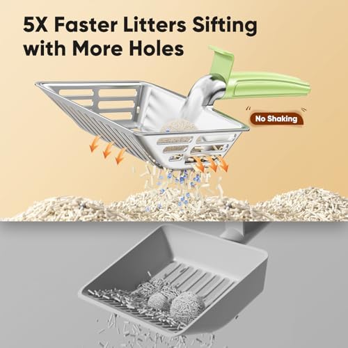 Large Metal Cat Litter Scoop w/ Deep Shovel, Dual-Size Holes & Hanging Hook - Image 7