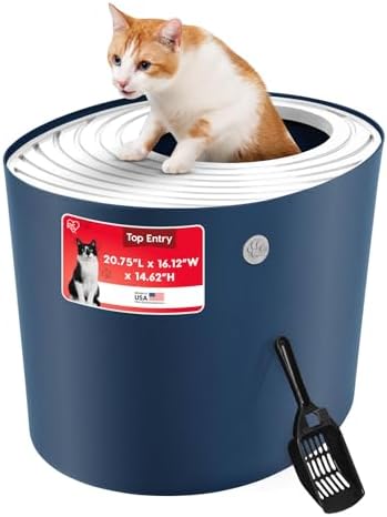 IRIS USA Top Entry Cat Litter Box, Hooded Privacy by IRISUSA