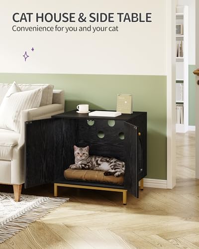 Hzuaneri Cat Litter Box Enclosure, Hidden Litter Box Furniture, Sisal Mat - Image 3