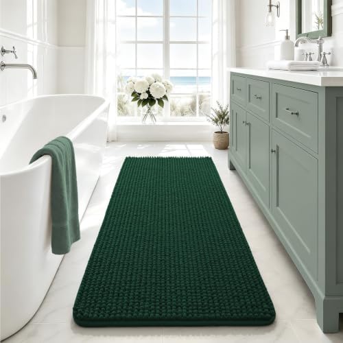 Ophanie Green Bathroom Rugs 48x24, Soft Chenille Bath Mat, Non Slip Absorbent by Ophanie