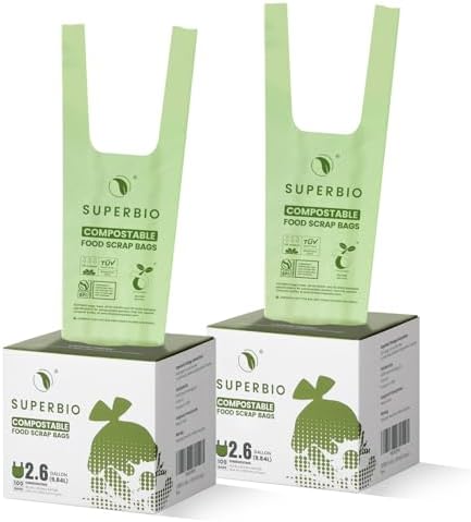 SUPERBIO 2.6 Gallon Compostable Bags, 2 Pack by SUPERBIOCOMPOSTABLEBAGS