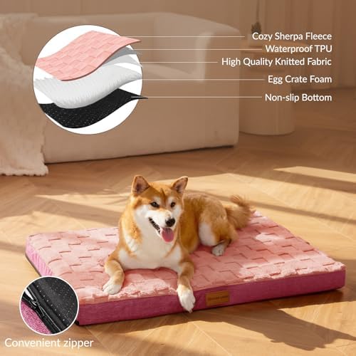Patas Lague Orthopedic Dog Bed Washable Pet Crate Mat 30''X20'' Pink - Image 3