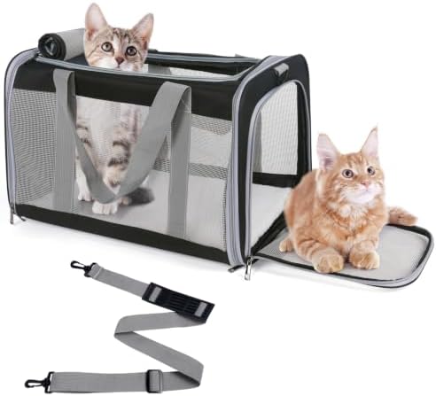 Pet Carrier for Large Cats of 20 Lbs, Collapsible Carrier Bag for Big Cat or 2 by TIYOLAT