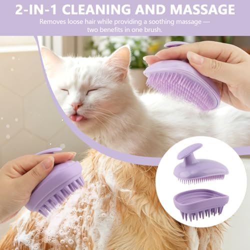 2 Pack Dog Bath Brush 2-in-1, Small Pet Silicone Brush - Image 4