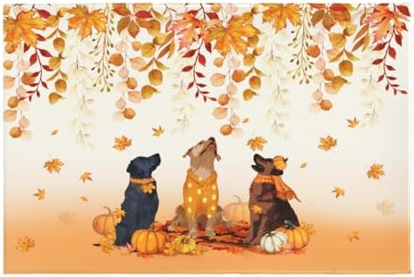 Giwawa Fall Dogs Bath Rug Autumn Leaves Bathtub Mat Non Slip Absorbent Holiday by Giwawa