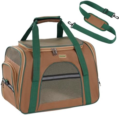 Soft-Sided Pet Carrier for Cats & Small Dog 10 LBS Brown Fabric Pet Home by YHSHYZH