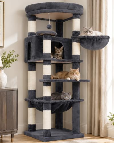 Heybly 53.1" Corner Cat Tree for Large Cats – Interactive Play HCT029G by HEYBLY