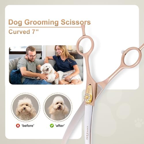 7'' Curved Dog Grooming Scissors, Professional Japanese 440C Stainless Steel - Image 4