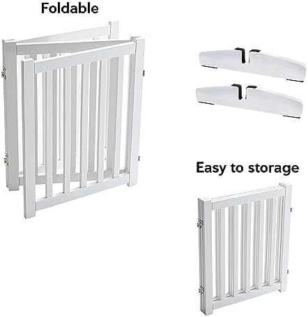 LZRS Wooden Free Standing Dog Gate 60" W x 30" H, Foldable Solid Hardwood Pet - Image 4