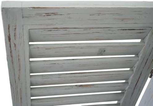35" T Room Divider Screen, Rustic Wooden 3 Panel Louvered Privacy Divider - Image 3