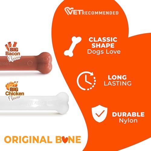 Nylabone Power Chew Original Bone Dog Toys, Chicken & Bacon Flavor - Image 4