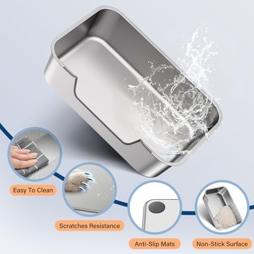 Qiuma XL Stainless Steel Cat Litter Box, Low Entry, 27.5 x 19.6 x 7.8in - Image 3