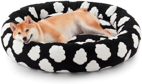 JOEJOY Jacquard Donut Round Dog Beds Medium Sized Dog, Removable Washable Cover by JOEJOY