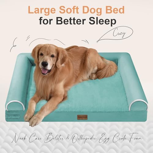 NANUYA Orthopedic Dog Bed for XX-Large Dogs, 44 x 34 Inch, Aqua Blue - Image 2