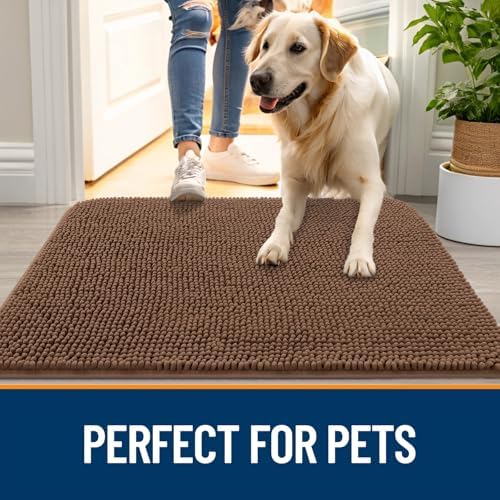 OLANLY Dog Door Mat for Muddy Paws 35x24, Super Absorbent Chenille Mud Mat - Image 6