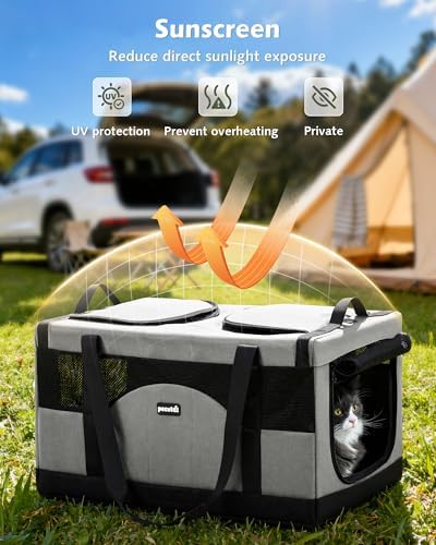 Pecute Large Cat Carrier, Soft Double Pet Crate - Image 6