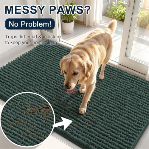 Smiry Dog Door Mat for Muddy Paws 48x30, Ultra Absorbent Chenille Doormat - Image 5