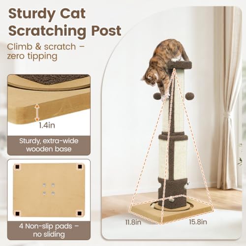 Cat Scratching Post for Indoor Big Cat Kitten Kitty, 33.5" Tall - Image 3