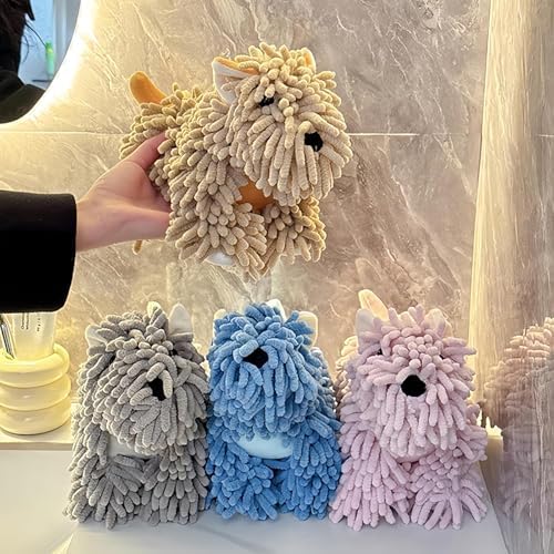 Chenille Dog Hand Towel for Bathroom & Kitchen, Cute Fuzzy Ball Towel - Image 3