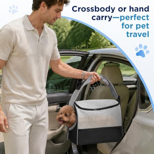 BONTHEE Dog Sling Carrier for Small Dogs 6-10 lbs Adjustable Shoulder-Black - Image 7