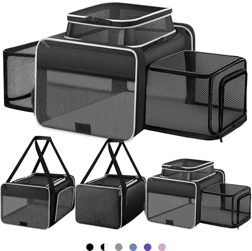 Top and 2 Sides Expandable Pet Carrier 17x11x9.5 TSA Airline Approved by SHARLOVY