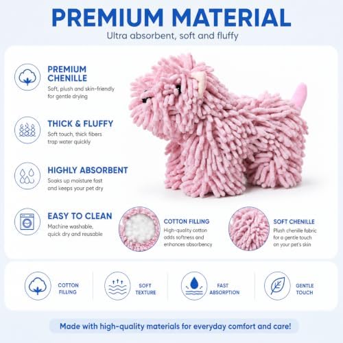 Chenille Dog Hand Towel for Bathroom & Kitchen, Cute Fuzzy Ball Towel - Image 2
