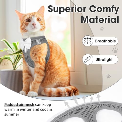 Cat Vest Harness and Leash Set, Escape Proof Kitten Harness Grey XS - Image 4