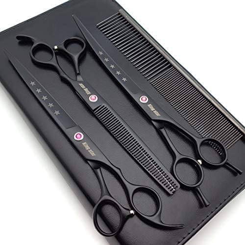 KINGSTAR 8.0in. Matt Black Professional Pet Grooming Scissors Set, Straight & by KINGSTAR