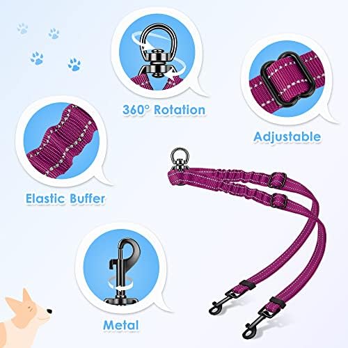 AUTOWT Double Dog Leash, No Tangle 360°Swivel Rotation Reflective Lead - Image 4