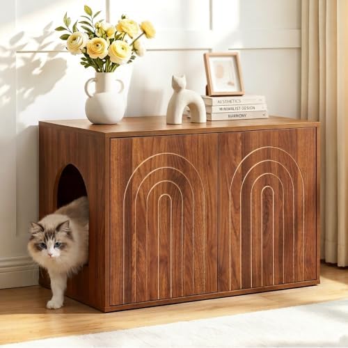 Cat Litter Box Enclosure, 31.5" Hidden Litter Box Cabinet Furniture by WelcometoFurnitureSalon