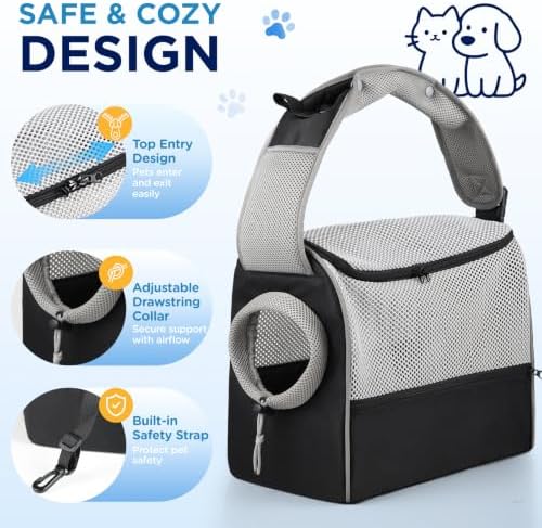 BONTHEE Dog Sling Carrier for Small Dogs 6-10 lbs Adjustable Shoulder-Black - Image 2