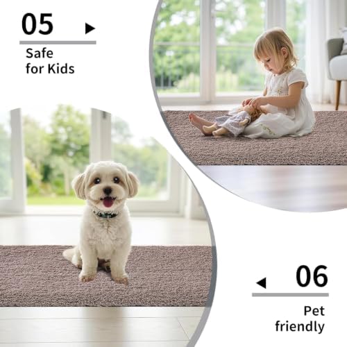 Disolla Taupe Grey Bathroom Rugs 20x32, Non-Slip Plush Thick Bath Mat - Image 6
