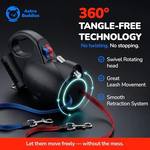 360° Tangle-Free Strong Dual Retractable Dogs Leash - Image 3