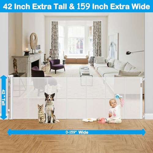 Reinforced 42” Extra Tall X 159” Extra Wide Retractable Gate Indoor Prevent - Image 3