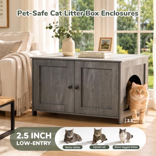 Extra Large Hidden Cat Litter Box Enclosure Furniture, Dog Proof Kitty Washroom - Image 3