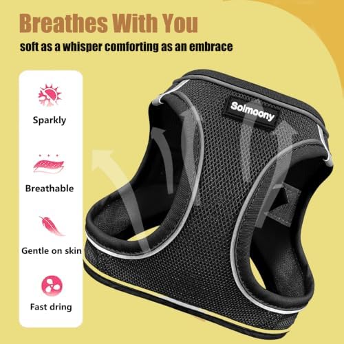 Solmoony Sparkly XS Dog Harness and Leash Set, Step in Soft Light Puppy Vest - Image 4