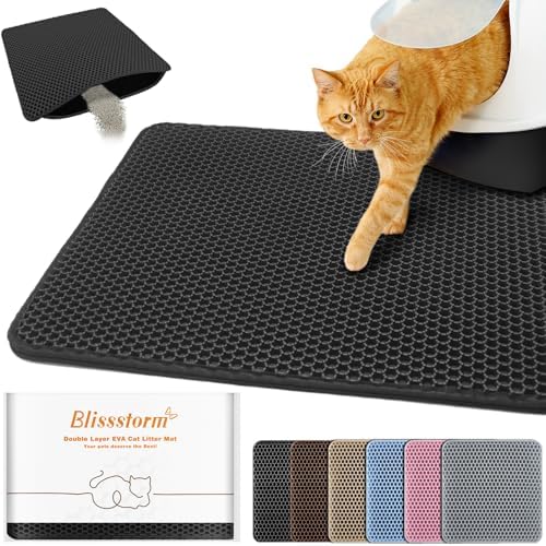 Cat Litter Mat 12"x18", Double Layer EVA litterbox Mat by BLISSSTORM