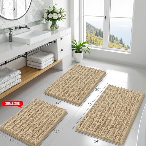 Smiry Bathroom Rugs 47X24, Extra Soft Rubber Backing Chenille Bath Mats - Image 2