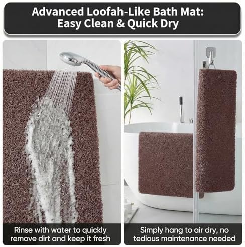 24 x 24 Inch Square Loofah Shower Mat Non Slip, Soft PVC Quick Drying Shower - Image 6
