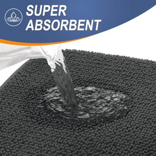 OLANLY Thick Memory Foam Bathroom Rugs 32x20, Absorbent Bath Mat, Dark Grey - Image 3