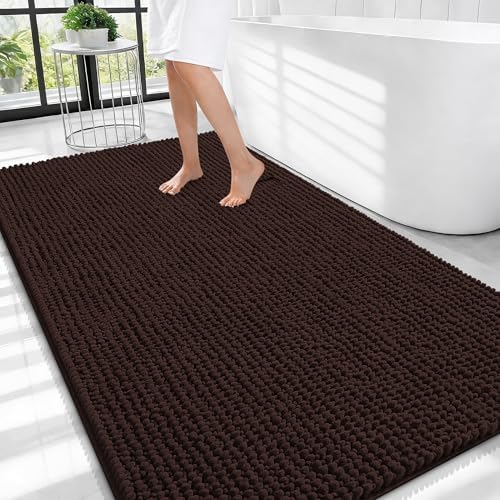 OLANLY Thick Chenille Large Bathroom Rugs 44x32, Absorbent Bath Mat by OLANLY