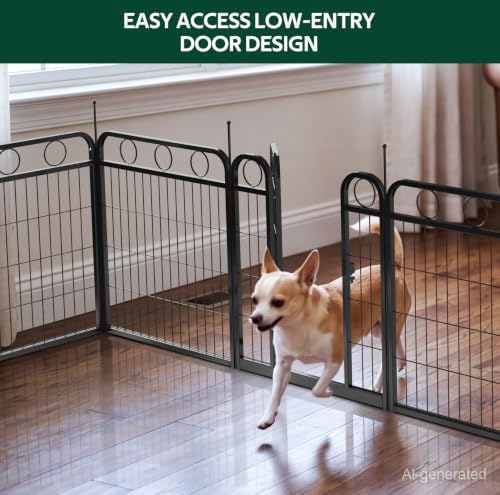 Dog Playpen Indoor Outdoor, 24 Inch 12 Panel Metal Dog Pen - Image 4