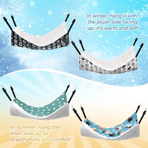 4 Pcs Cat Hammock for Cage Reversible Hanging Pet Bed - Image 4