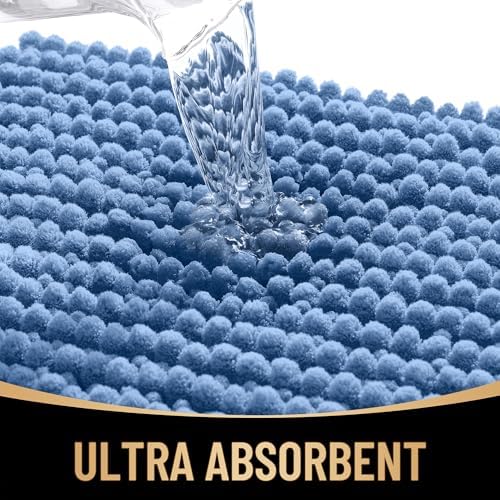 OLANLY Thick Chenille Bathroom Runner Rugs Mats 47x17, Cornflower Blue - Image 3