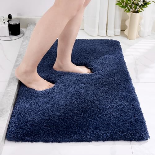 Disolla Navy Blue Bathroom Rugs 20x32, Non-Slip Plush Thick Bath Mat by Disolla