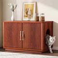 Amunrbrek Cat Litter Box Enclosure, 31.5" Fluted Walnut Hidden Cabinet by Amunrbrek