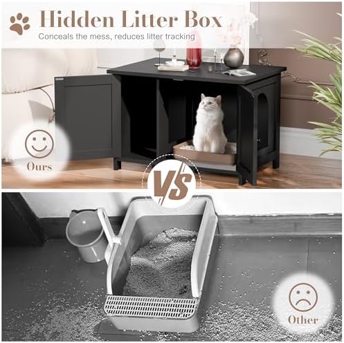 JY QAQA Cat Litter Box Enclosure, Litter Box Furniture Hidden - Image 5