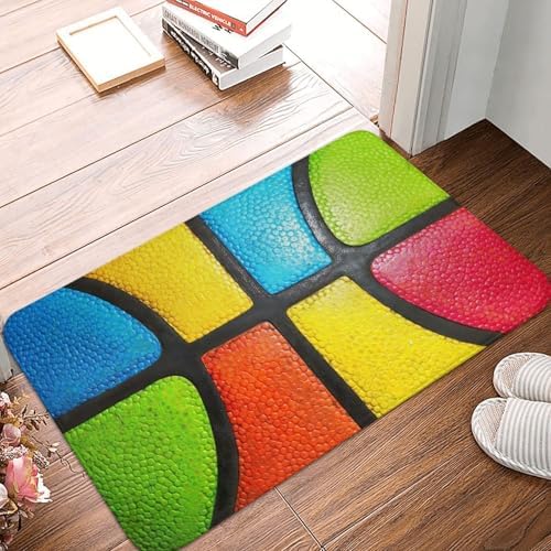 Colorful Basketball Texture Bath Mat 24x16 Inch Non-Slip Soft Microfiber - Image 6