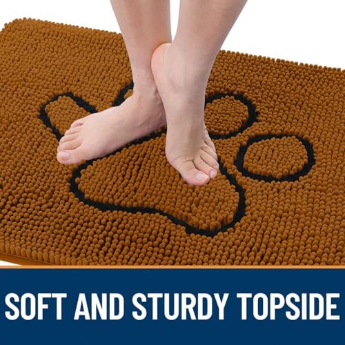 OLANLY Dog Door Mat for Muddy Paws 36x24, Paw Print Design Chenille Mud Mat - Image 4